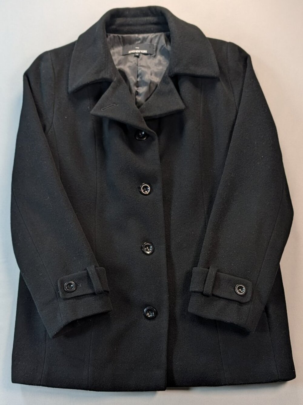 Jones New York Wool Cashmere Black Peacoat Women's Size 14